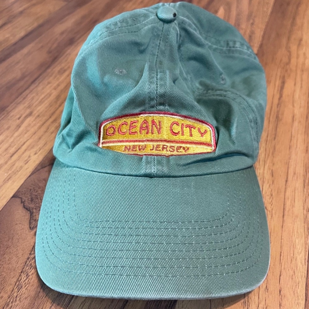 Perrin Ocean City New Jersey Hat Mens Adjustable Cotton Green Souvenir Cap